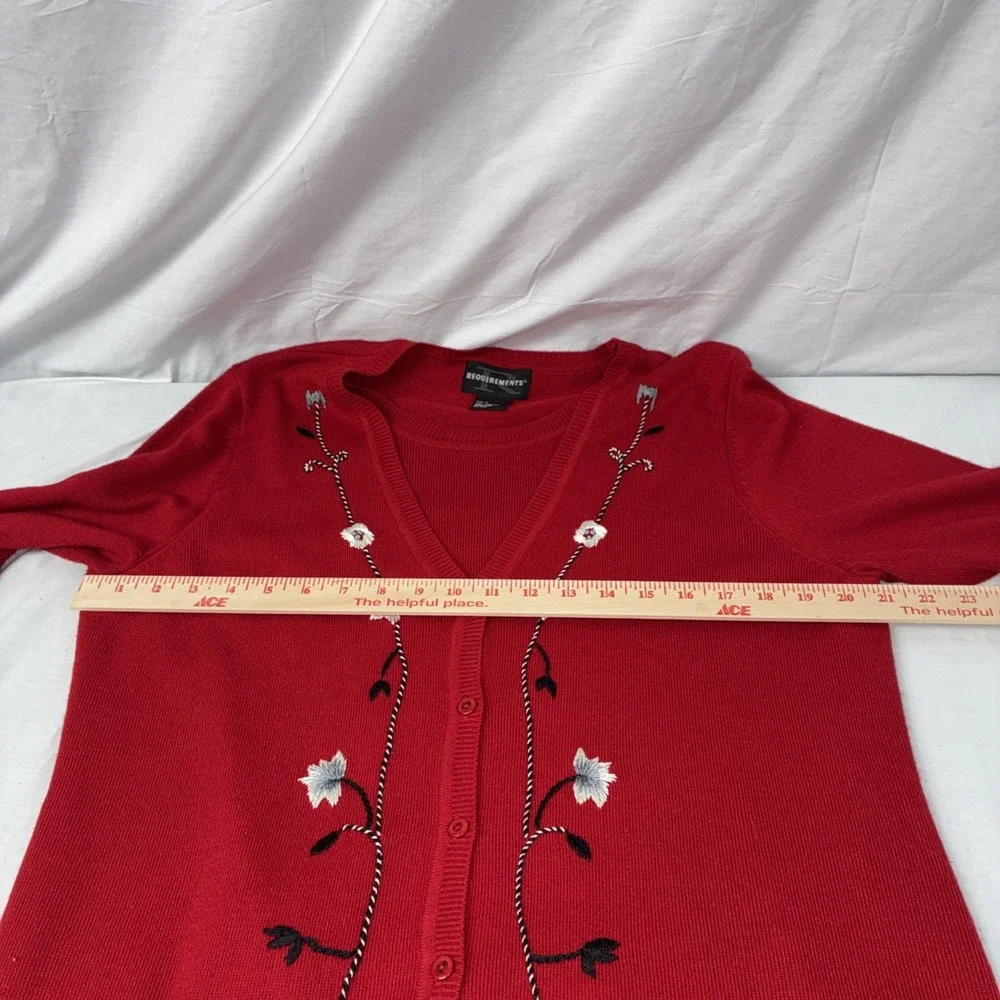 Requirements Vintage Sweater/Maxi Skirt Set Women’s Sz L/M Red Embroidered